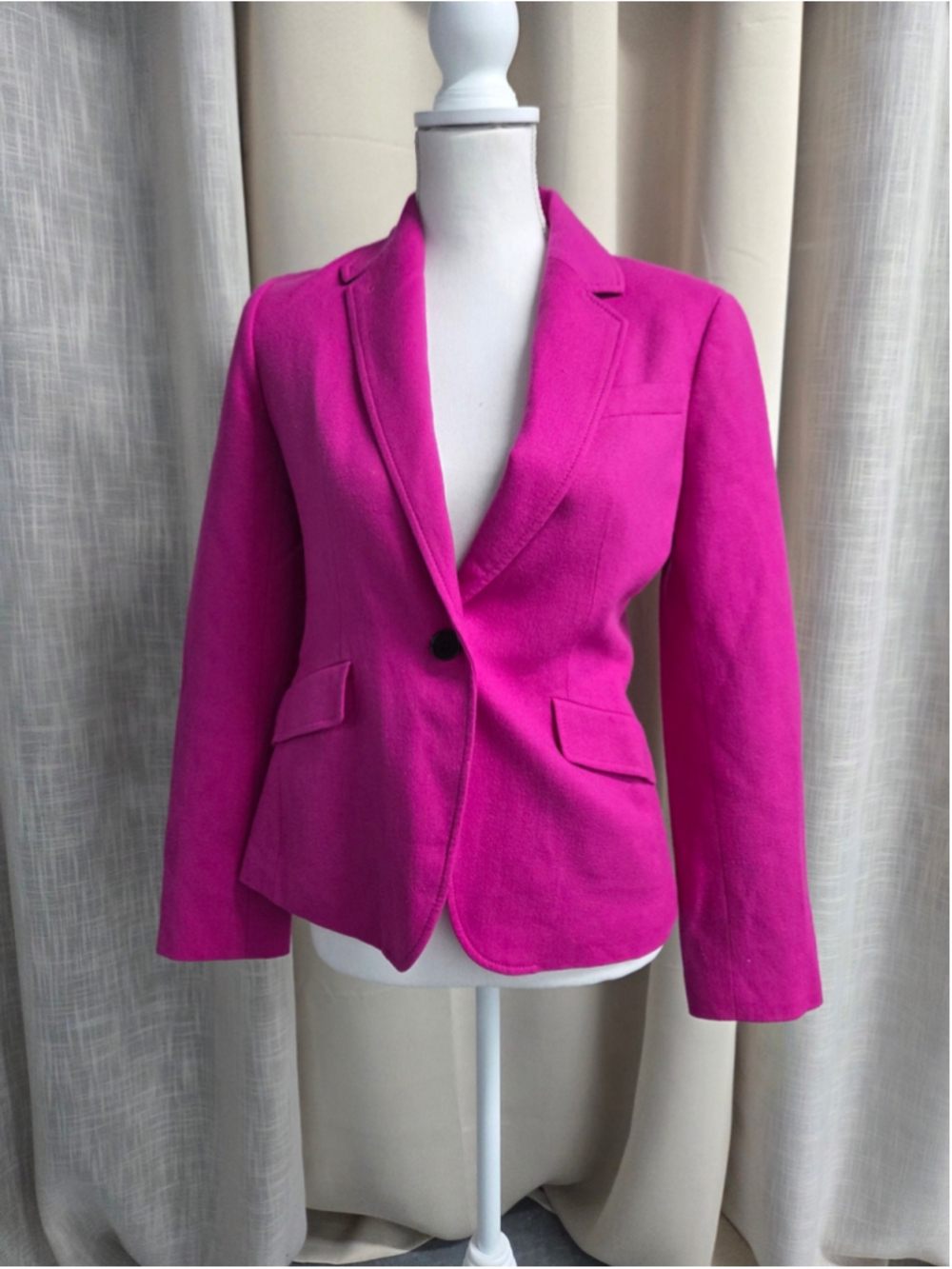 Talbots Magenta Pink Wool Blazer Preppy Career Professional Single Button Size 2